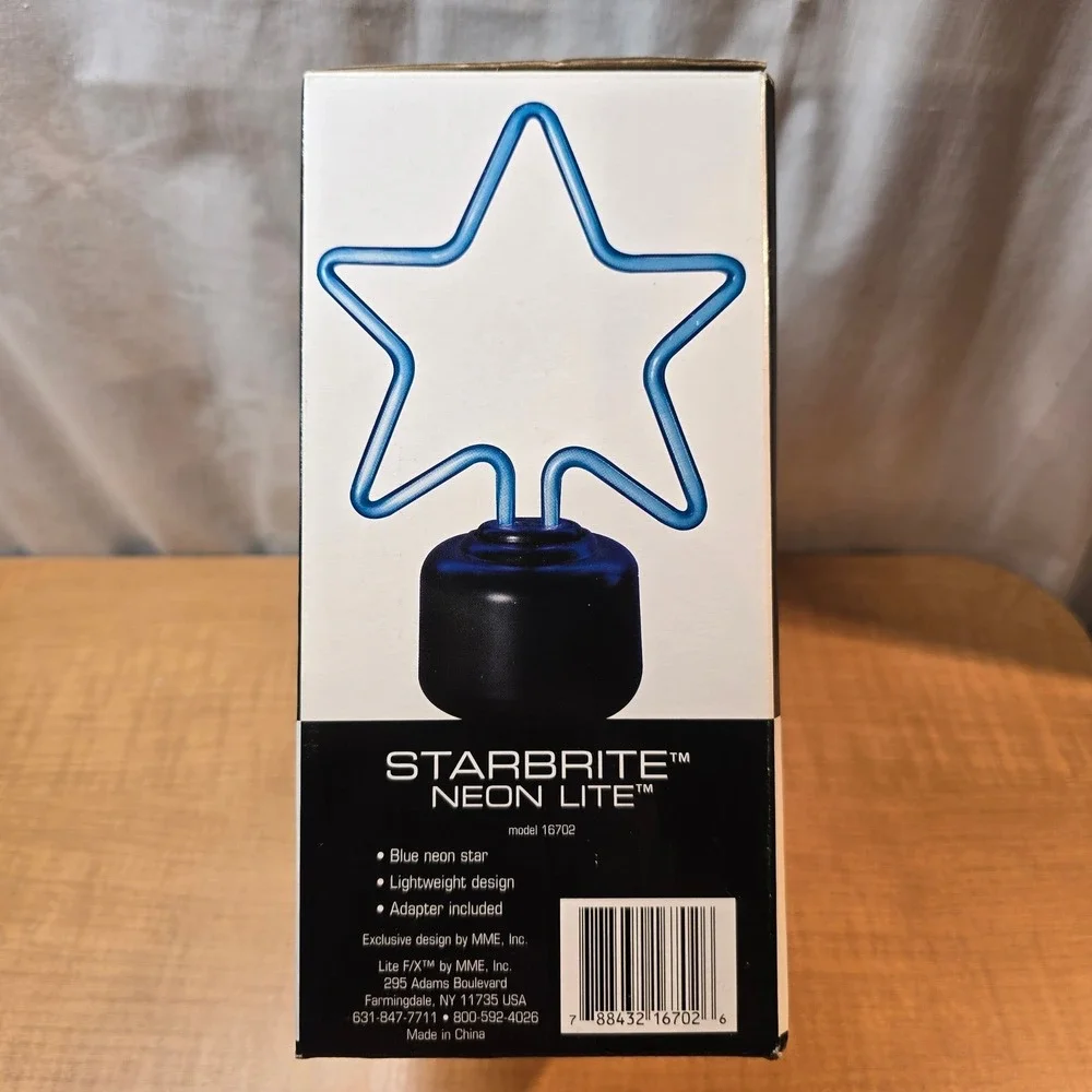Starbrite Blue Neon Lite Model 16702 Lightweight Adapter included Star Shape‎